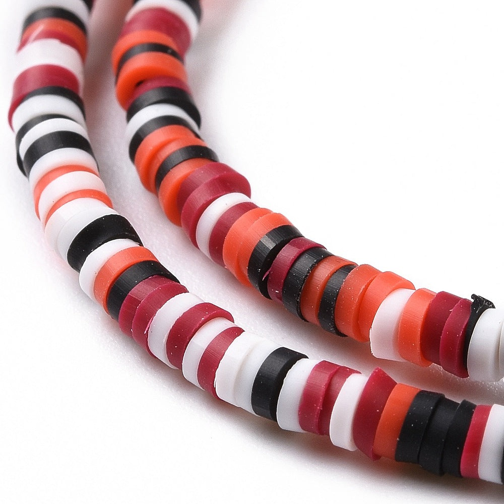 Red, white, black Polymer Clay Beads