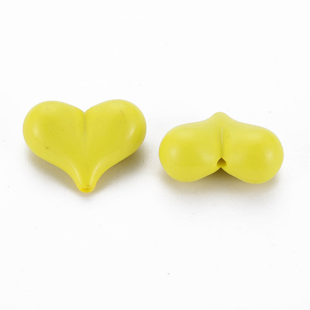 Acrylic Heart Beads- Yellow