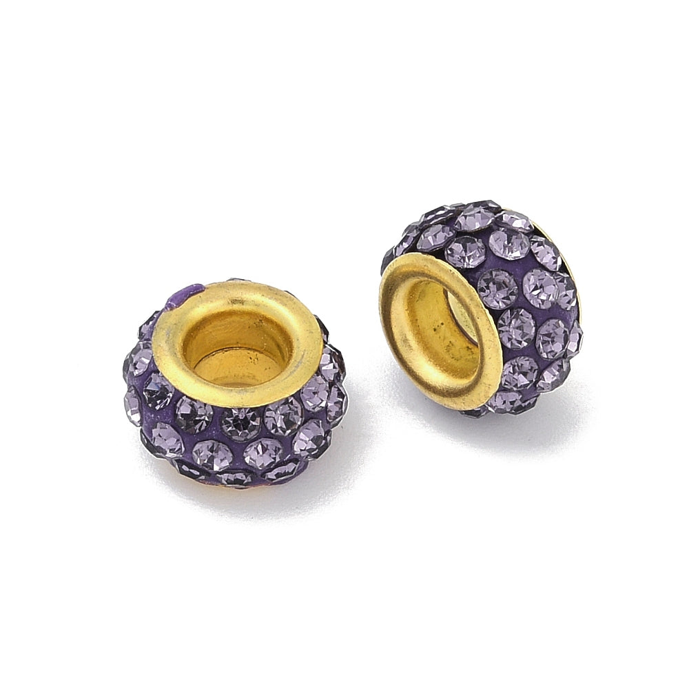 Rhinestone Clay Beads - Purple