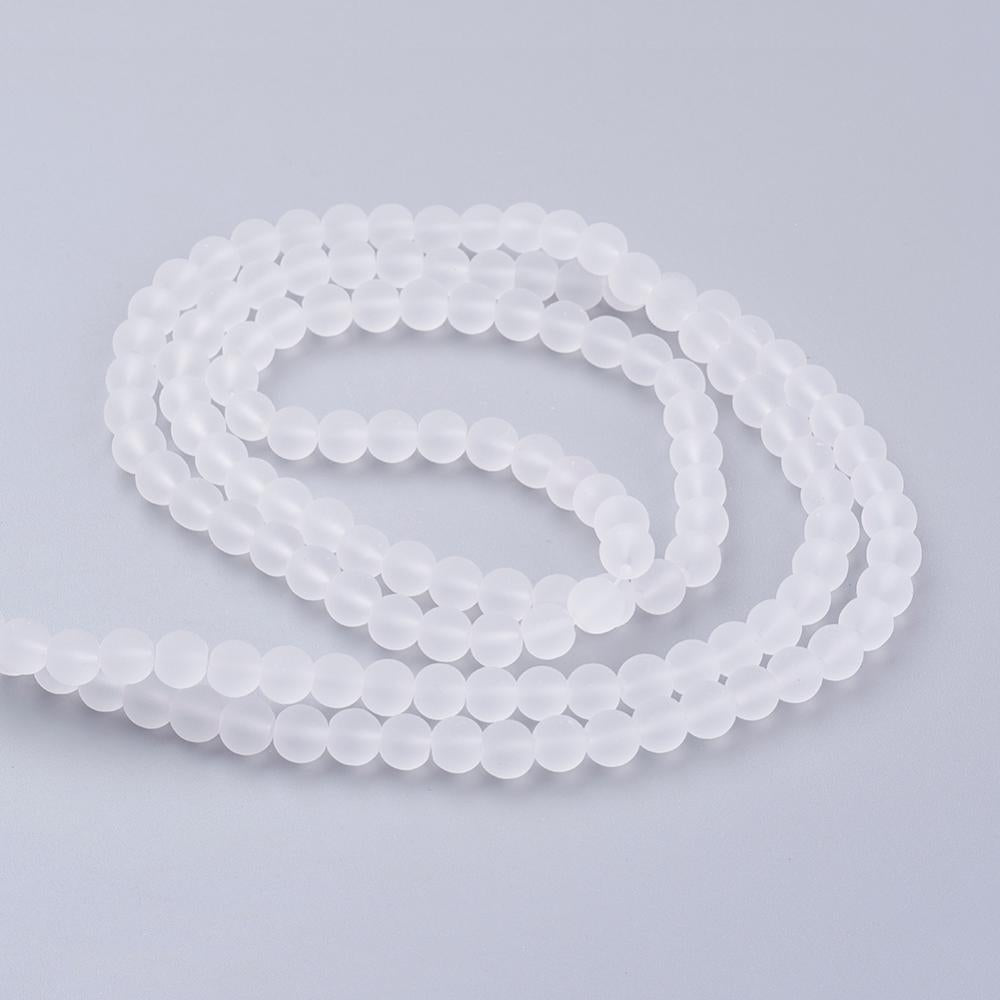 White Frosted Beads