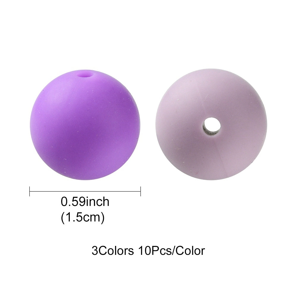 15 MM Silicone Beads - Puples