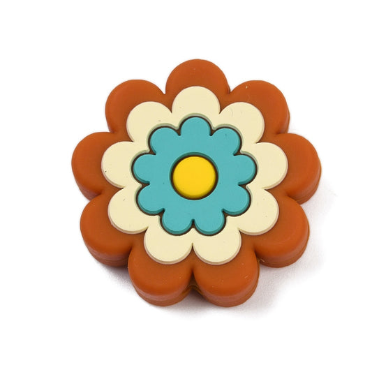 Silicone Flower Bead - Brown