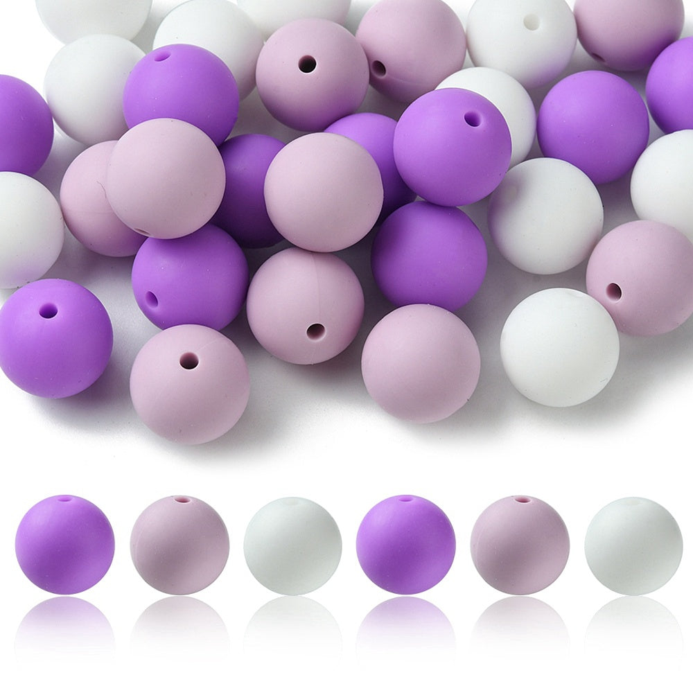 15 MM Silicone Beads - Puples