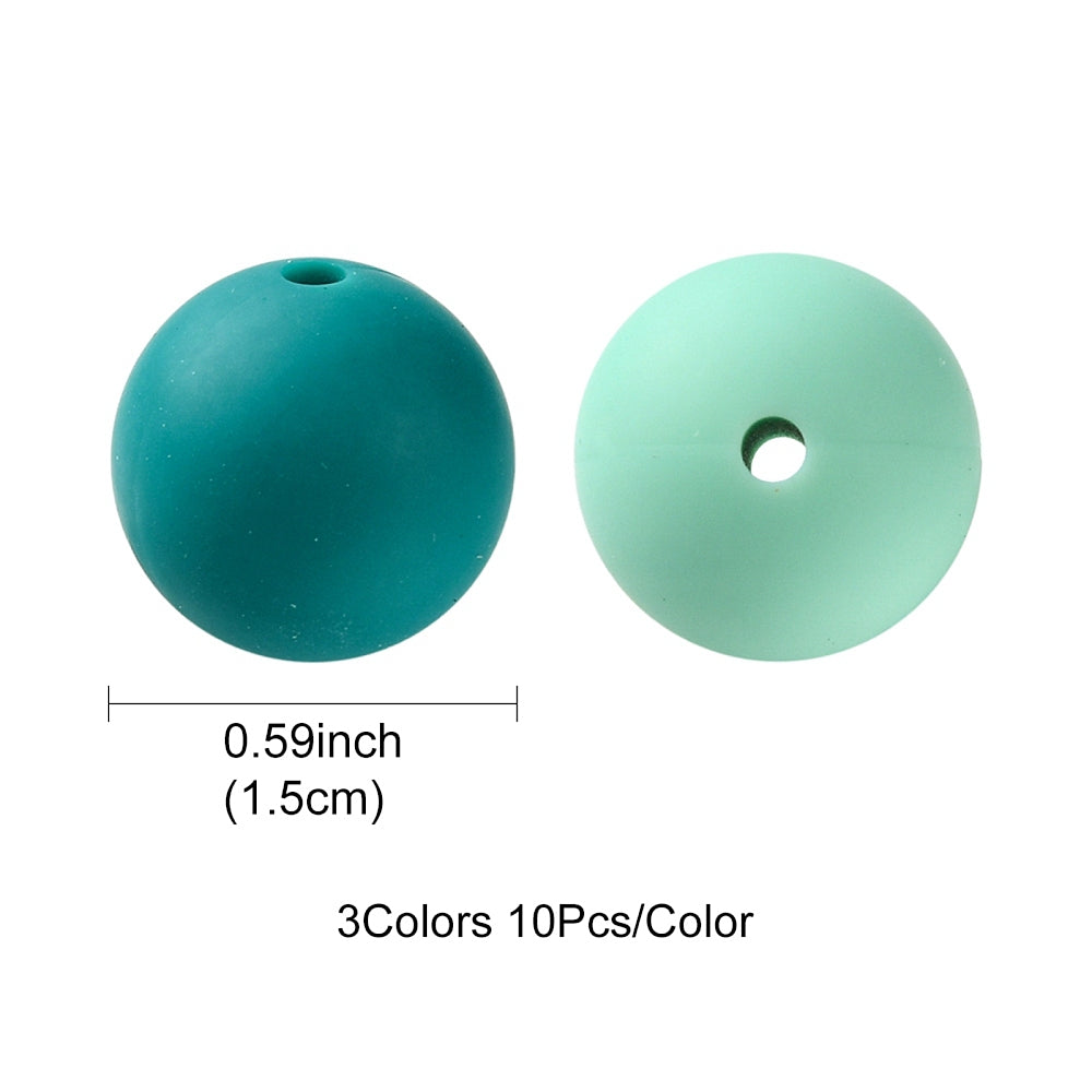 15 MM Silicone Beads - Blues