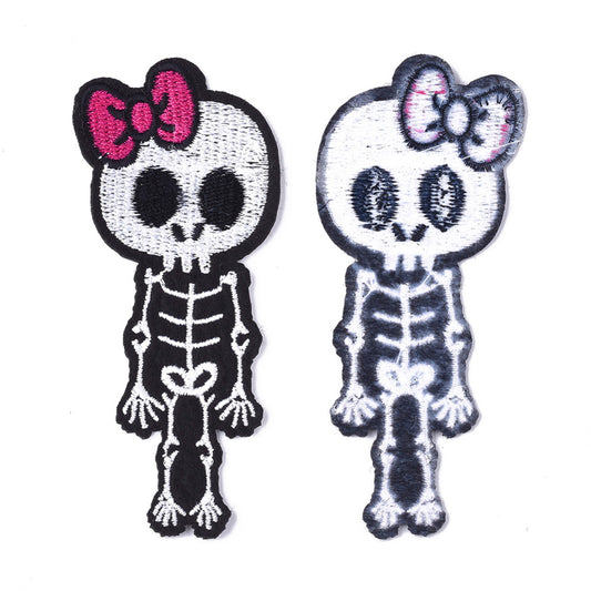 Skeleton Girl Iron On Patch