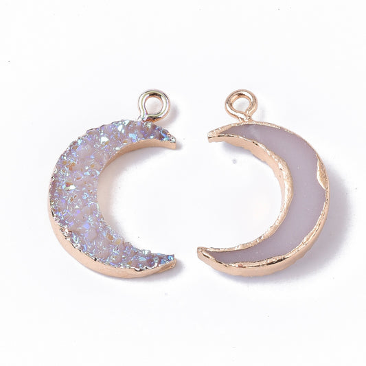 Faux Drusy Crescent Moon