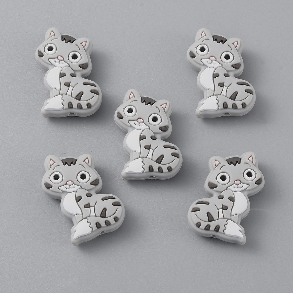 Grey Cat Silicone Bead