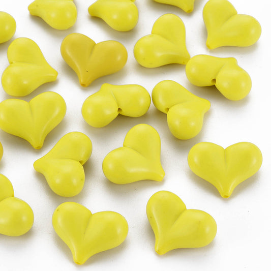 Acrylic Heart Beads- Yellow
