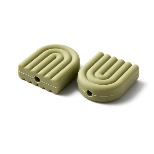 Rainbow Silicone Bead - Green
